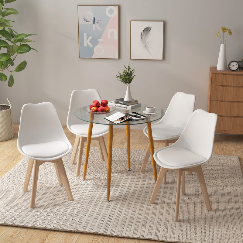 Modern Round Coffee Table, Multi Use Tempered Glass Table for Small Spaces