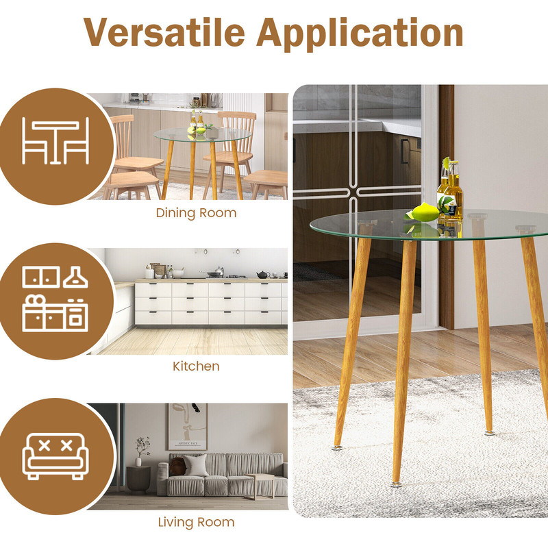 Modern Round Coffee Table, Multi Use Tempered Glass Table for Small Spaces