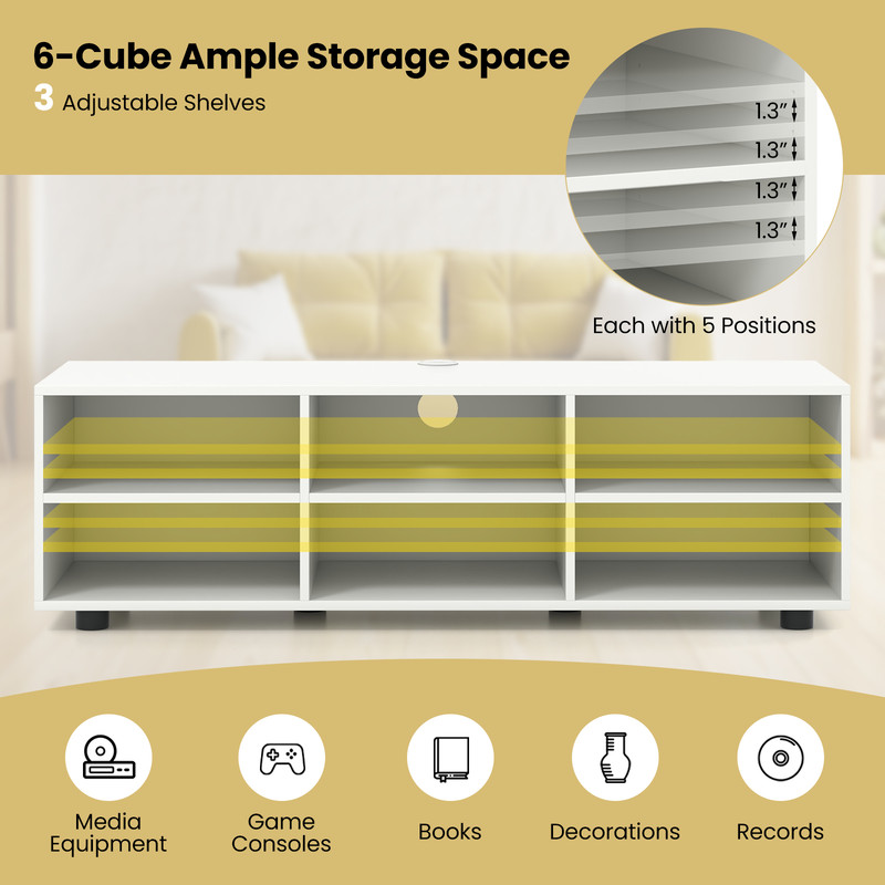 TV Stand for 55 Inch TVs, Engineered Wood Media Console with Adjustable Shelves