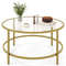 Modern Round Glass Coffee Table, 35 5 Inch Tempered Top w Anti Slip Pads
