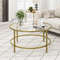 Modern Round Glass Coffee Table, 35 5 Inch Tempered Top w Anti Slip Pads