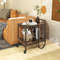 Rolling Buffet Serving Cart with Removable Metal Wire Wine Rack Rustic Brown Bar Cart