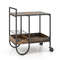 Rolling Buffet Serving Cart with Removable Metal Wire Wine Rack Rustic Brown Bar Cart
