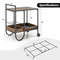 Rolling Buffet Serving Cart with Removable Metal Wire Wine Rack Rustic Brown Bar Cart
