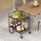 Rolling Buffet Serving Cart with Removable Metal Wire Wine Rack Rustic Brown Bar Cart