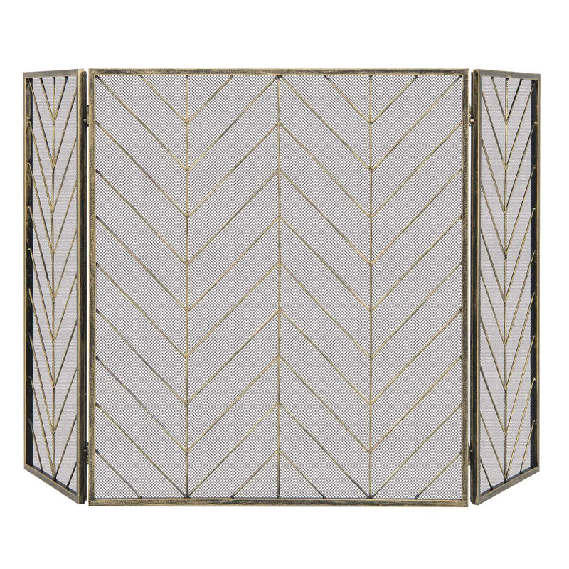 3 Panel Metal Foldable Fireplace Screen with Durable Metal Mesh Adjustable & Stylish