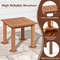 Patio Hardwood Square Side Table with Slatted Tabletop, Outdoor Indoor Solid Wood End Table for Garden, Porch, Deck