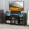 Modern 58 Inches TV Stand for TVs Up to 65" with 20 Color LED Lights, Storage Cabinets & Shelves