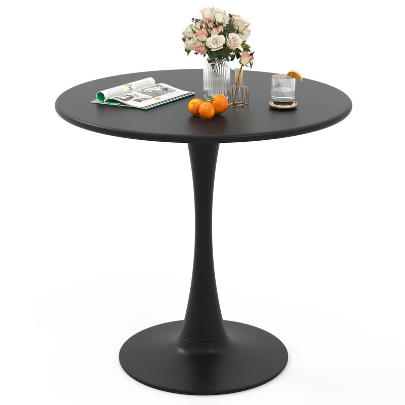 31.5 Inch Round Dining Table with Anti-Slip PP Ring, Modern Tulip Pedestal Table for Small Spaces, Kitchen, Dining Room