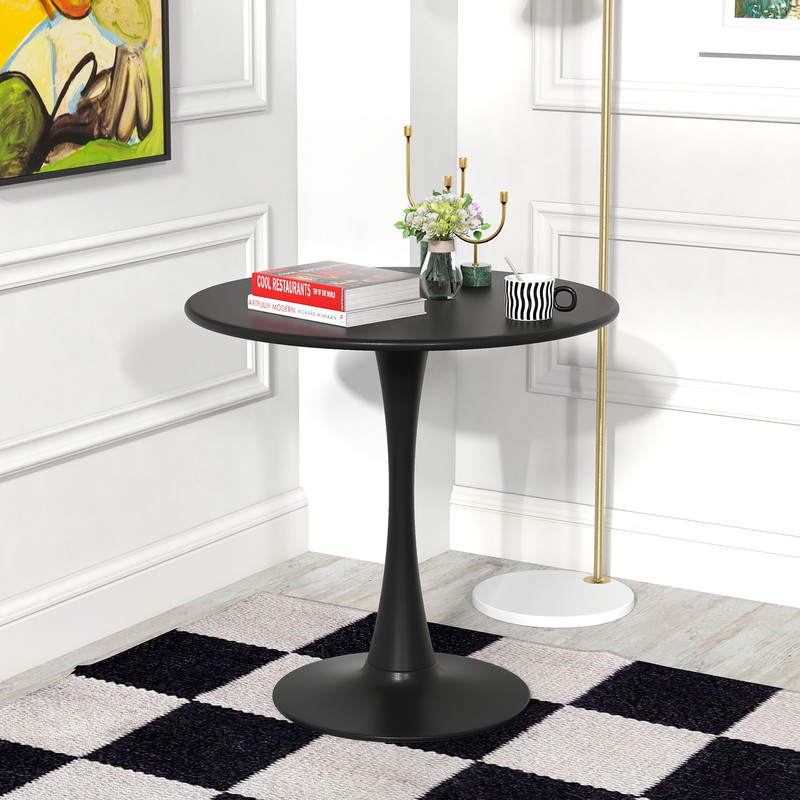 31.5 Inch Round Dining Table with Anti-Slip PP Ring, Modern Tulip Pedestal Table for Small Spaces, Kitchen, Dining Room