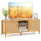 Boho TV Stand for TV up to 55 Inches with Faux Rattan Door, Modern Media Console Table with Storage Shelves & Cabinets