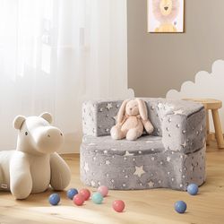 2-in-1 toddler chair glow in the dark kids couch with cover, convertible sofa for reading, playing, and sleeping
