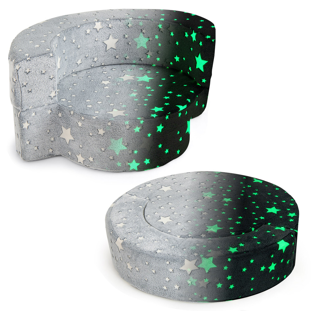 2-in-1 Toddler Chair Glow in the Dark Kids Couch with Cover, Convertible Sofa for Reading, Playing, and Sleeping