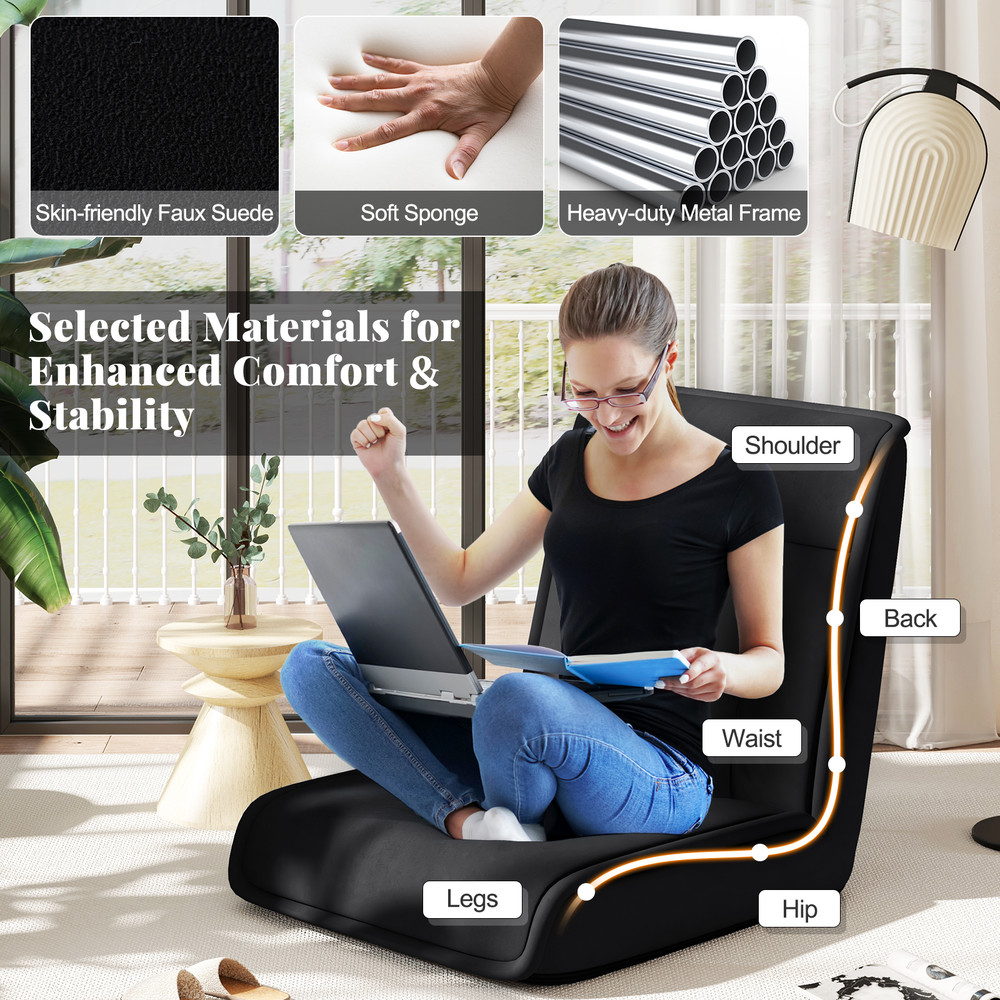 Convertible Lazy Chair Foldable Floor Chair With 14Position Adjustable Backrest For Ultimate Comfor 3