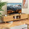 Modern Bamboo TV Stand 63Inch Mid Century Media Cabinet With Smooth Sliding Doors 0