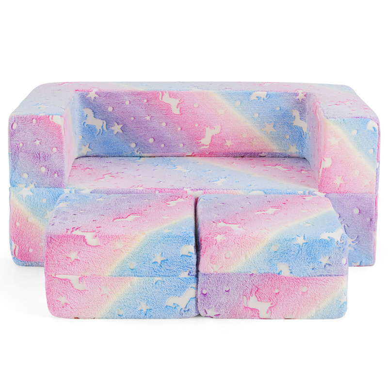 Soft Washable Kids Play Couch 2Seater With Flannel Cover Durable Easy Clean 4