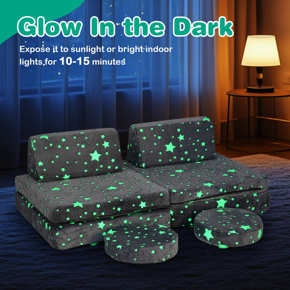 Glow-in-the-Dark Play Couch Set for Kids, Modular & Portable Design