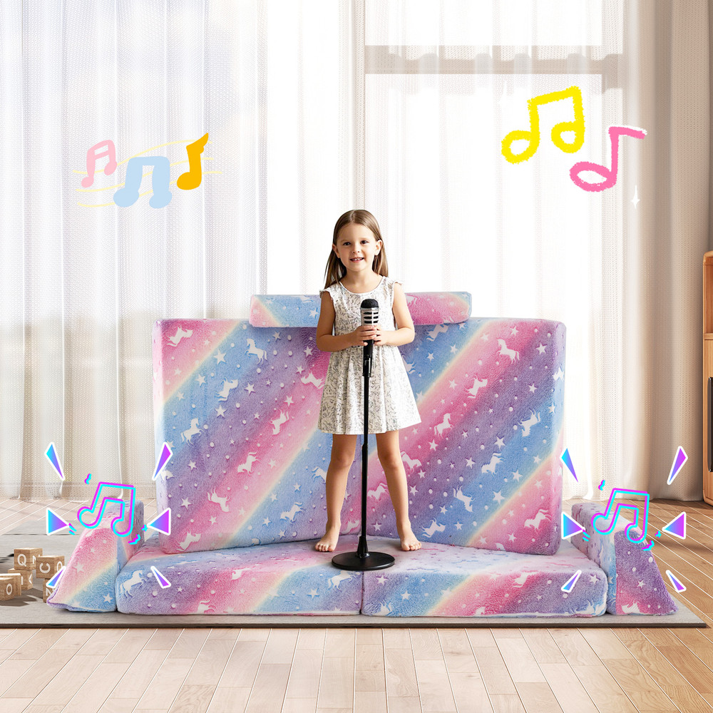 8Piece Modular Kids Play Couch GlowintheDark Toddler Sectional Sofa 1