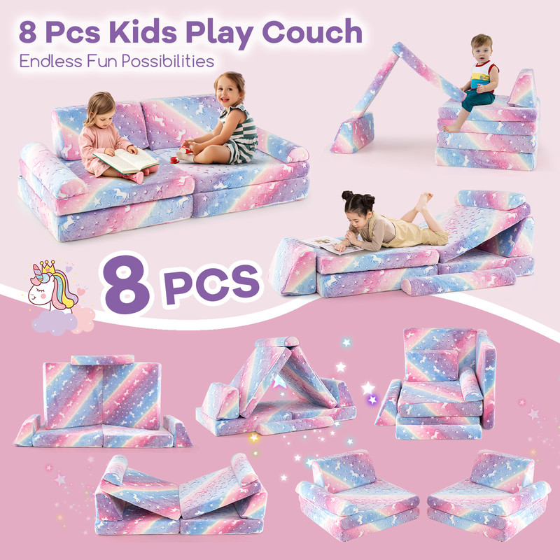 8Piece Modular Kids Play Couch GlowintheDark Toddler Sectional Sofa 2