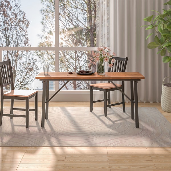 Acacia Wood Folding Table Sturdy Metal Frame Picnic Dining Table For IndoorOutdoor Use 6