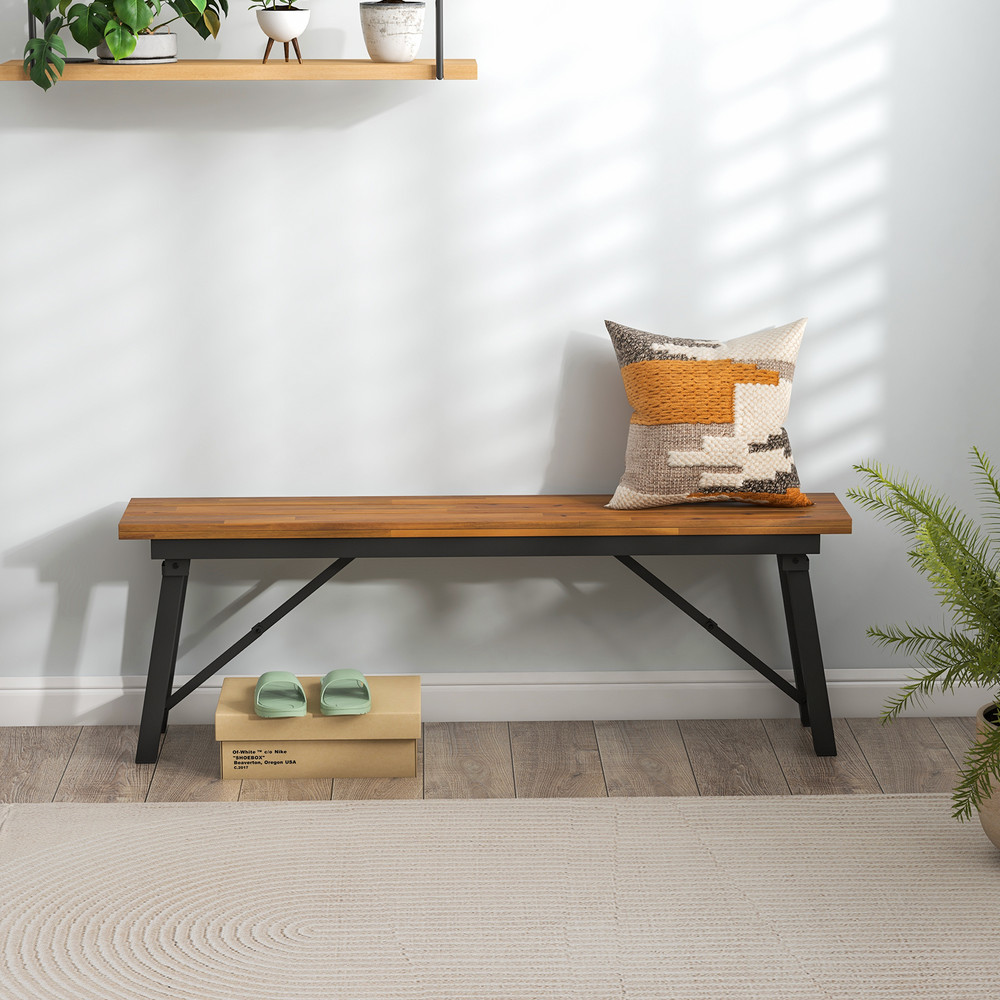 Folding Picnic Bench Set, Rectangular Acacia Wood Dining & Camping BBQ Benches