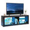 Modern TV Stand With LED Light And Adjustable Glass Shelves Entertainment Center For TVs Brown Medi 0
