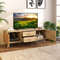 Natural Rattan TV Stand With Solid Wood Legs And Storage Drawers MidCentury Modern Boho Media Conso 1