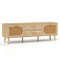 Natural Rattan TV Stand With Solid Wood Legs And Storage Drawers MidCentury Modern Boho Media Conso 0