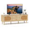 Natural Rattan TV Stand With Solid Wood Legs And Storage Drawers MidCentury Modern Boho Media Conso 7