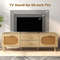 Natural Rattan TV Stand With Solid Wood Legs And Storage Drawers MidCentury Modern Boho Media Conso 3