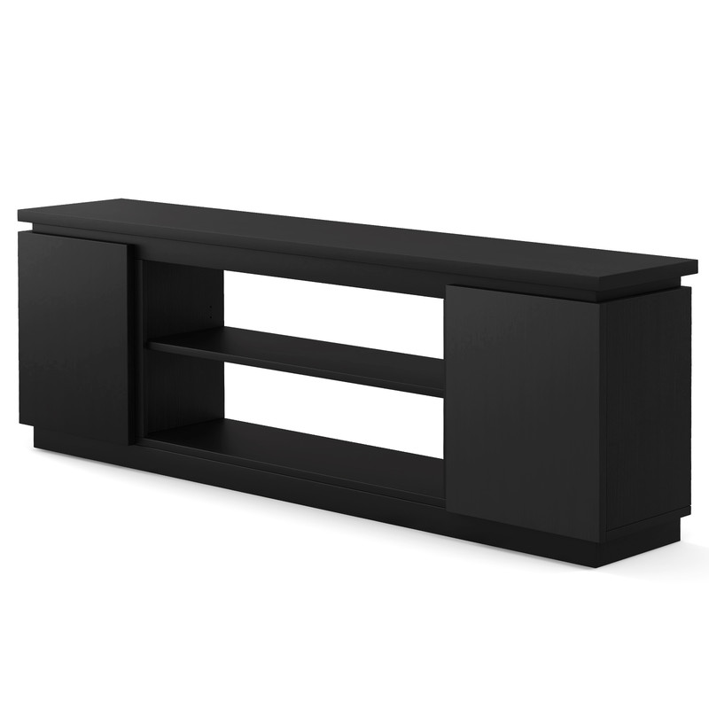 Modern TV Cabinet With Adjustable Shelves And AntiTipping Kits Media Console Stand Black Wood Enter 0