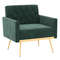 Luxury Modern Velvet Accent Chair Button Tufted Back Gold Legs And Adjustable Feet Upholstered Armc 0