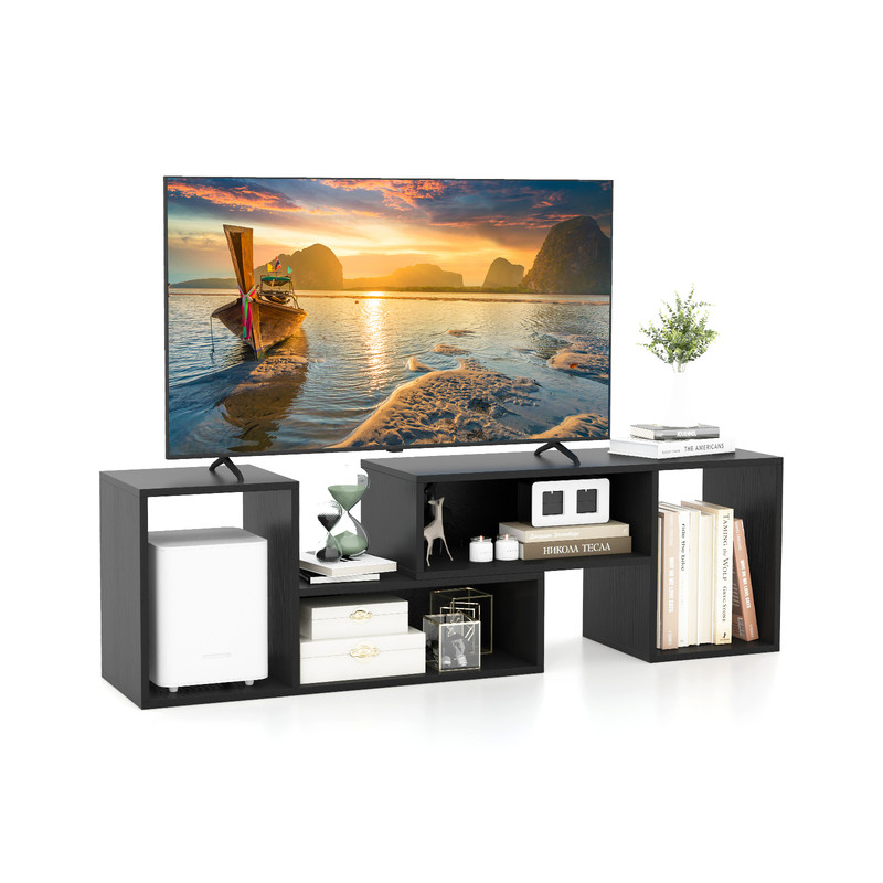 Modern Adjustable TV Stand Expandable Entertainment Center With Storage Cubes Rotatable LShaped She 0