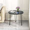 Modern Round Coffee Table With Thickened Faux Marble Tabletop And Black Metal Tripod Legs Small Acc 1