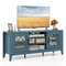 Farmhouse TV Stand With Adjustable Shelves Sturdy Teal Blue Entertainment Console 7