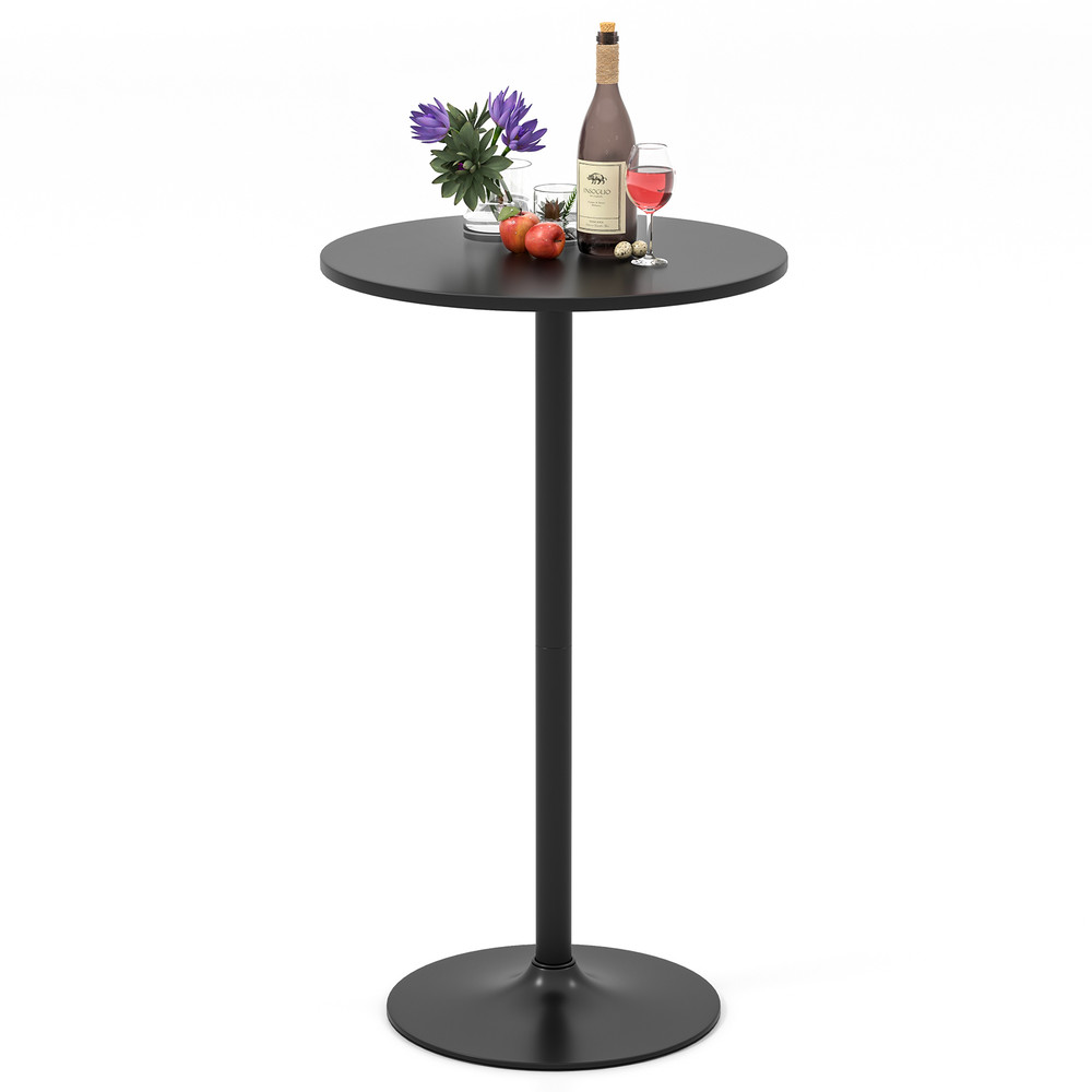 24 Inch Modern Round Cocktail Table with Metal Base and MDF Top, Small Pub Bar Table for Living Room, Kitchen, or Party