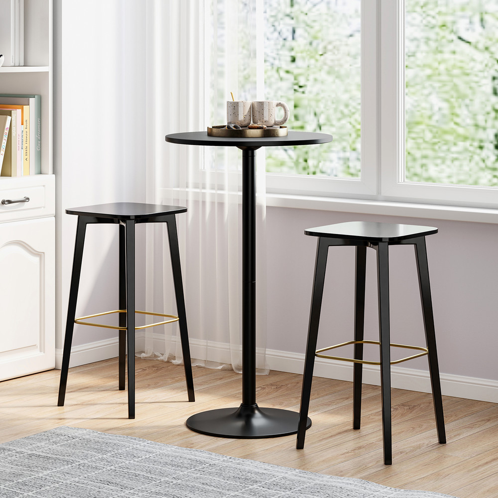 24 Inch Modern Round Cocktail Table with Metal Base and MDF Top, Small Pub Bar Table for Living Room, Kitchen, or Party