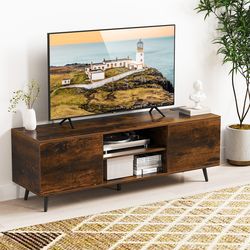 modern tv stand with power outlets & adjustable shelf – fits up to 60 inch tvs, storage cabinet, usb-a & usb-c ports