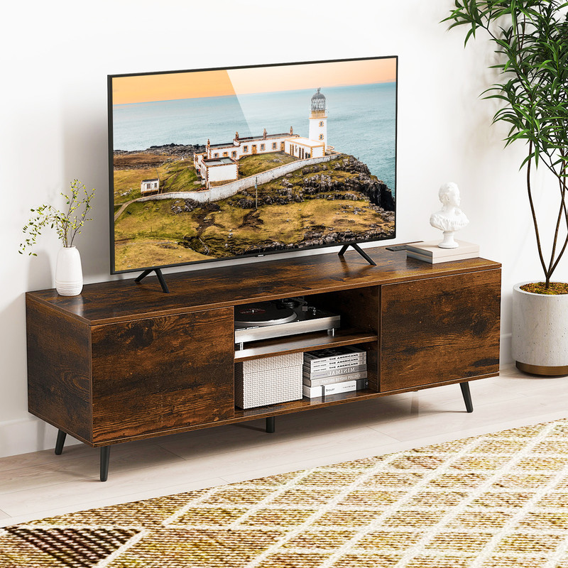 Modern TV Stand with Power Outlets & Adjustable Shelf – Fits up to 60 Inch TVs, Storage Cabinet, USB-A & USB-C Ports