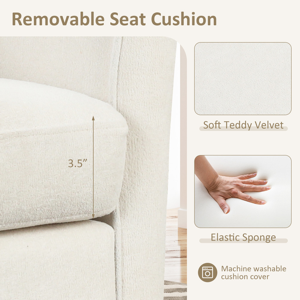 Upholstered Teddy Velvet Club Barrel Chair with Ottoman & Footrest Plush Comfort for Living Room & Office