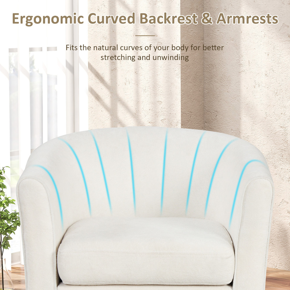 Upholstered Teddy Velvet Club Barrel Chair with Ottoman & Footrest Plush Comfort for Living Room & Office