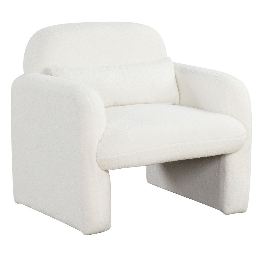 Modern Accent Chair with Waist Pillow and Armrests | Upholstered Sherpa Chair for Living Room or Bedroom Seating