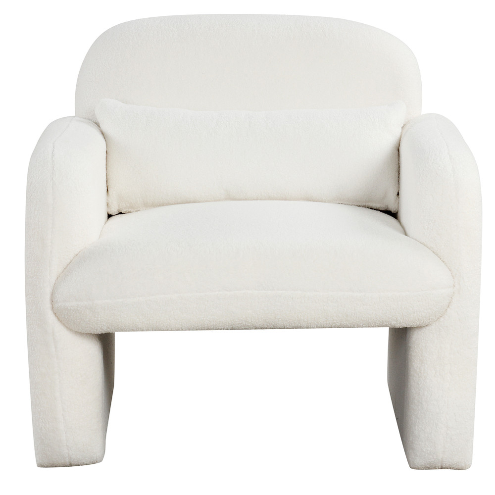 Modern Accent Chair with Waist Pillow and Armrests | Upholstered Sherpa Chair for Living Room or Bedroom Seating