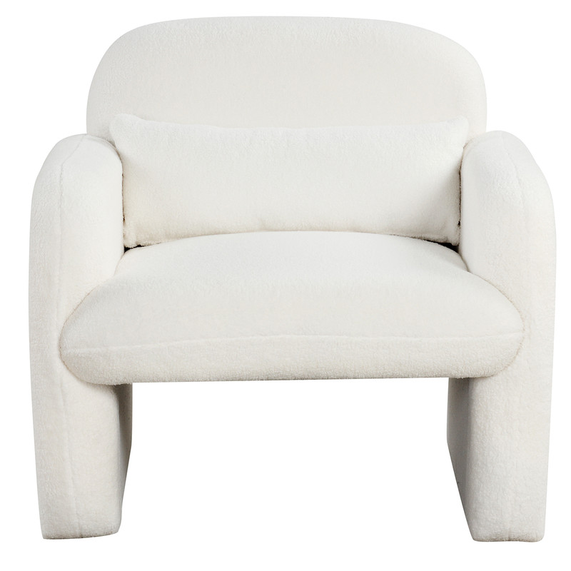 Modern Accent Chair with Waist Pillow and Armrests | Upholstered Sherpa Chair for Living Room or Bedroom Seating