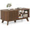 Modern Rectangular Coffee Table with Storage and Adjustable Shelves, Wooden Center Table with Doors & Open Compartments