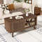 Modern Rectangular Coffee Table with Storage and Adjustable Shelves, Wooden Center Table with Doors & Open Compartments