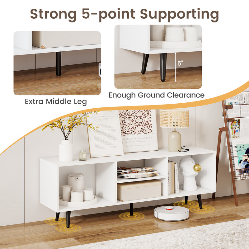 47.5 Inches TV Stand for 55-Inch TV with Storage Compartments & Metal Legs, Modern Entertainment Center Cabinet for Room