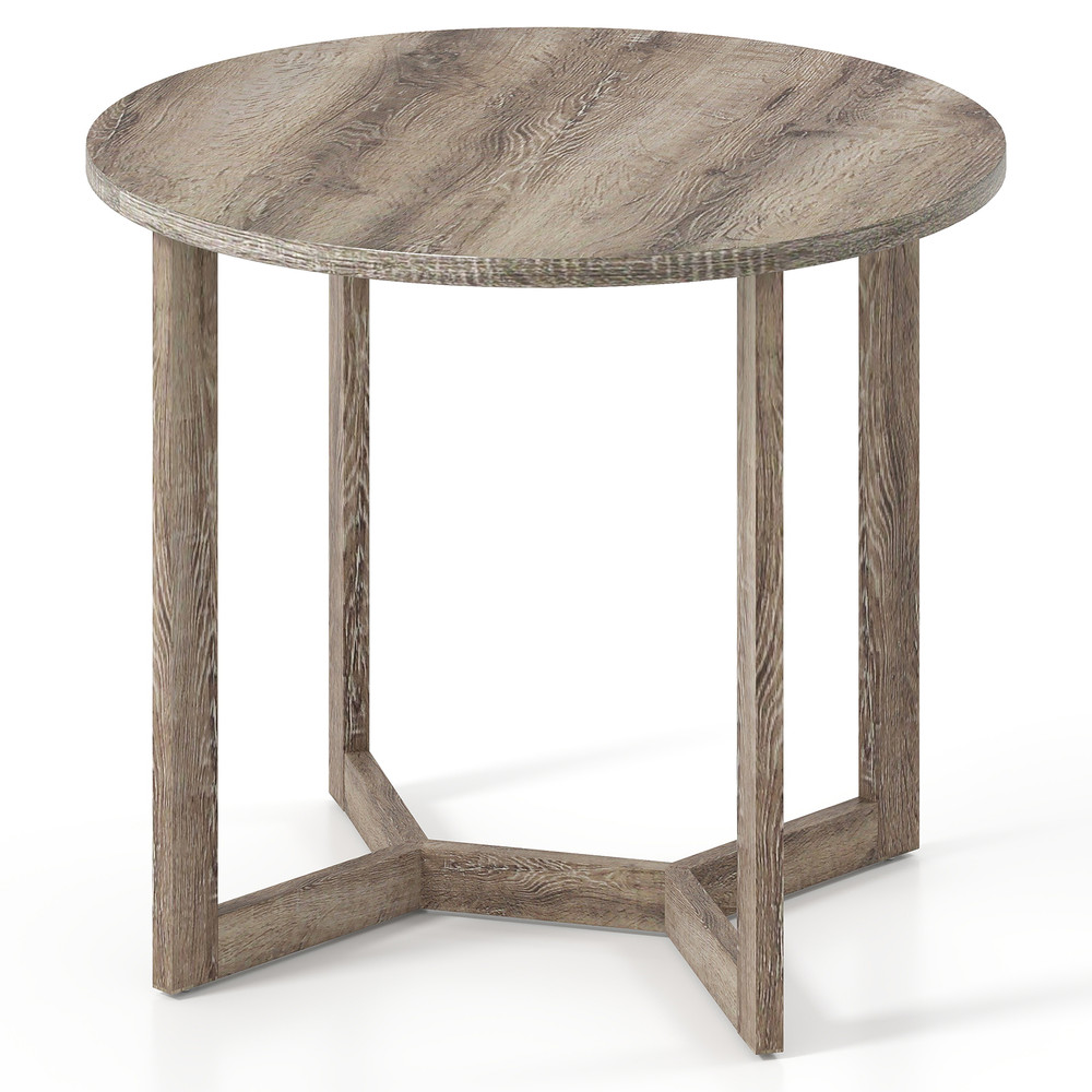 Solid Wood Round Dining Table with Wing-Shaped Pedestal, Seats 2-4