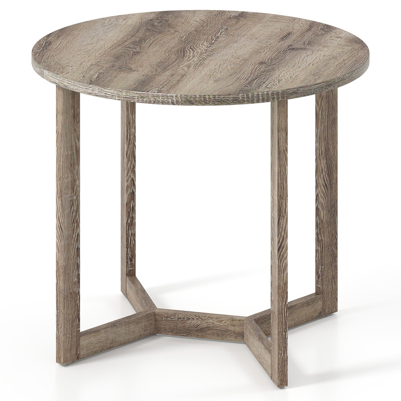 Solid Wood Round Dining Table with Wing-Shaped Pedestal, Seats 2-4