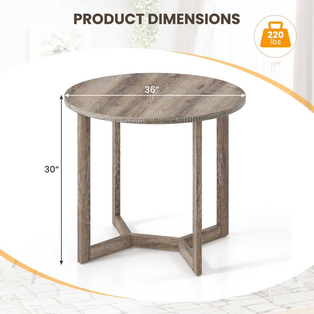 Solid Wood Round Dining Table with Wing-Shaped Pedestal, Seats 2-4